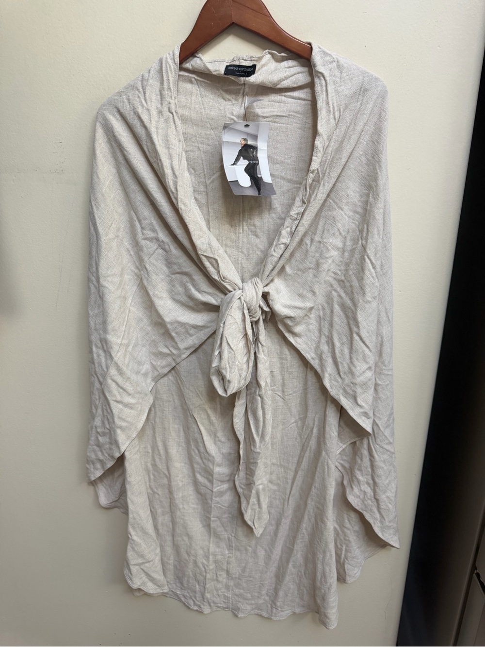 naked wardrobe Cream Tie-Front Beach Coverup